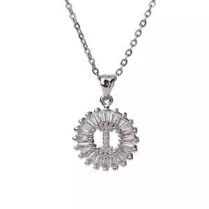 Silver Initial Crystal Pendant Necklace A-Z